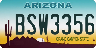AZ license plate BSW3356