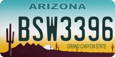 AZ license plate BSW3396