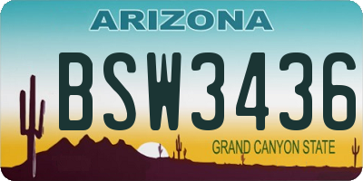 AZ license plate BSW3436