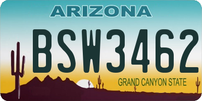 AZ license plate BSW3462