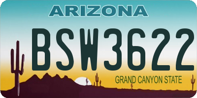 AZ license plate BSW3622