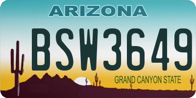 AZ license plate BSW3649
