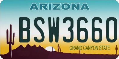 AZ license plate BSW3660