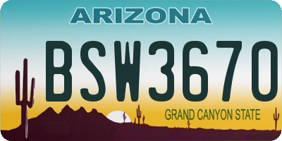 AZ license plate BSW3670