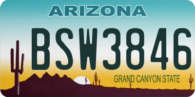 AZ license plate BSW3846