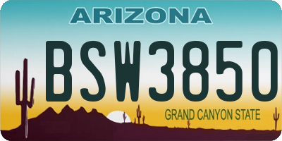 AZ license plate BSW3850