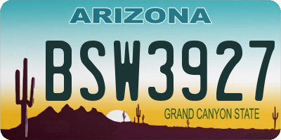 AZ license plate BSW3927