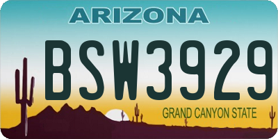 AZ license plate BSW3929