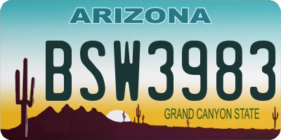 AZ license plate BSW3983