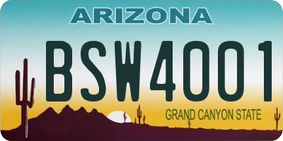 AZ license plate BSW4001