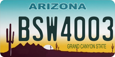 AZ license plate BSW4003