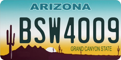 AZ license plate BSW4009