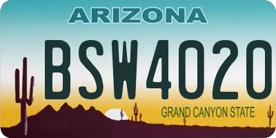 AZ license plate BSW4020