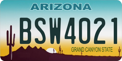 AZ license plate BSW4021