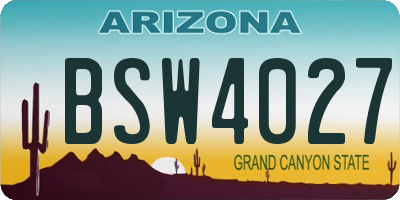 AZ license plate BSW4027