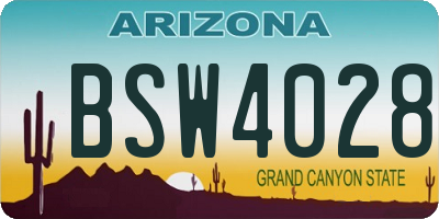 AZ license plate BSW4028