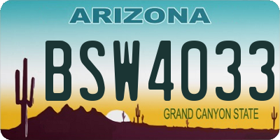 AZ license plate BSW4033