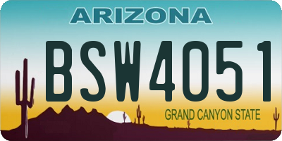 AZ license plate BSW4051