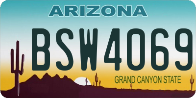 AZ license plate BSW4069
