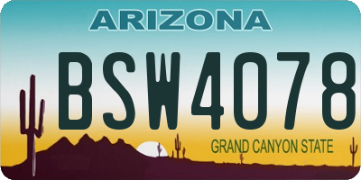 AZ license plate BSW4078