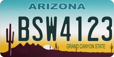 AZ license plate BSW4123