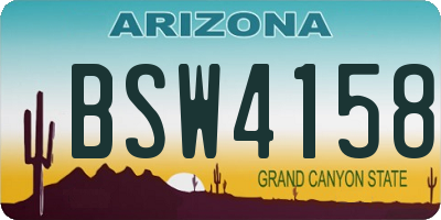 AZ license plate BSW4158