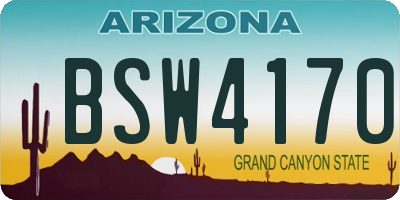 AZ license plate BSW4170