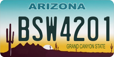 AZ license plate BSW4201