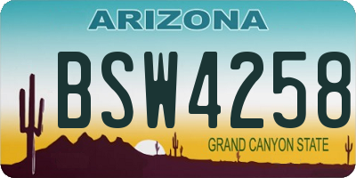 AZ license plate BSW4258