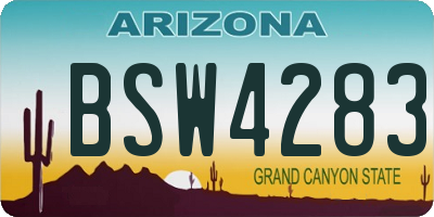 AZ license plate BSW4283