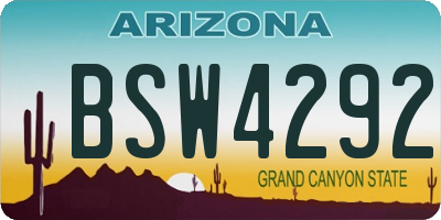 AZ license plate BSW4292