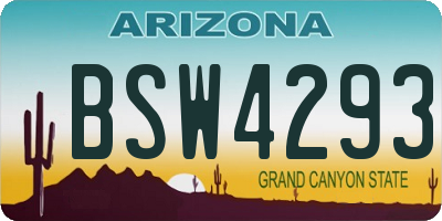 AZ license plate BSW4293