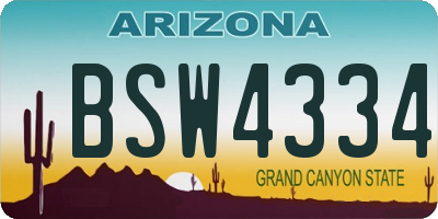 AZ license plate BSW4334