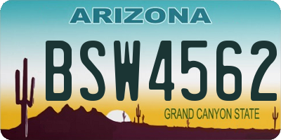 AZ license plate BSW4562