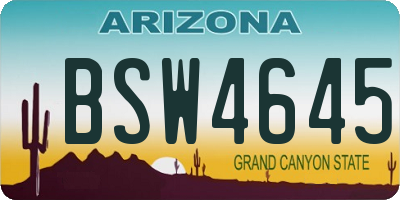 AZ license plate BSW4645