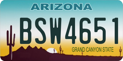 AZ license plate BSW4651