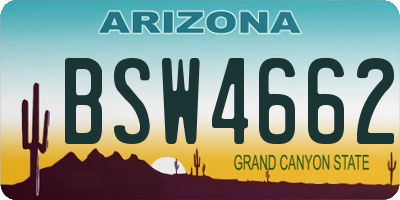 AZ license plate BSW4662