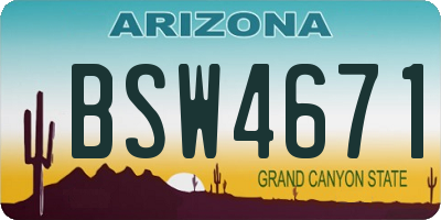 AZ license plate BSW4671