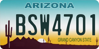 AZ license plate BSW4701