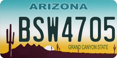 AZ license plate BSW4705