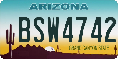 AZ license plate BSW4742