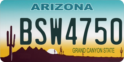 AZ license plate BSW4750