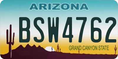 AZ license plate BSW4762