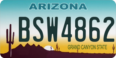 AZ license plate BSW4862