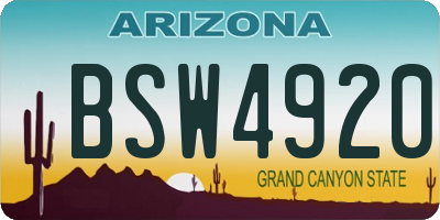 AZ license plate BSW4920
