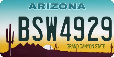 AZ license plate BSW4929