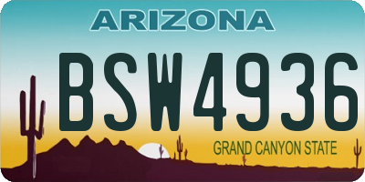 AZ license plate BSW4936