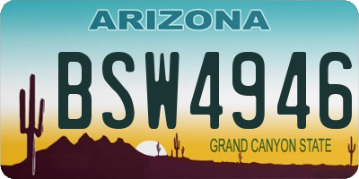 AZ license plate BSW4946