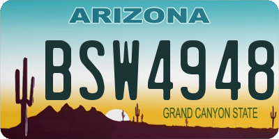 AZ license plate BSW4948