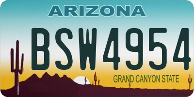 AZ license plate BSW4954